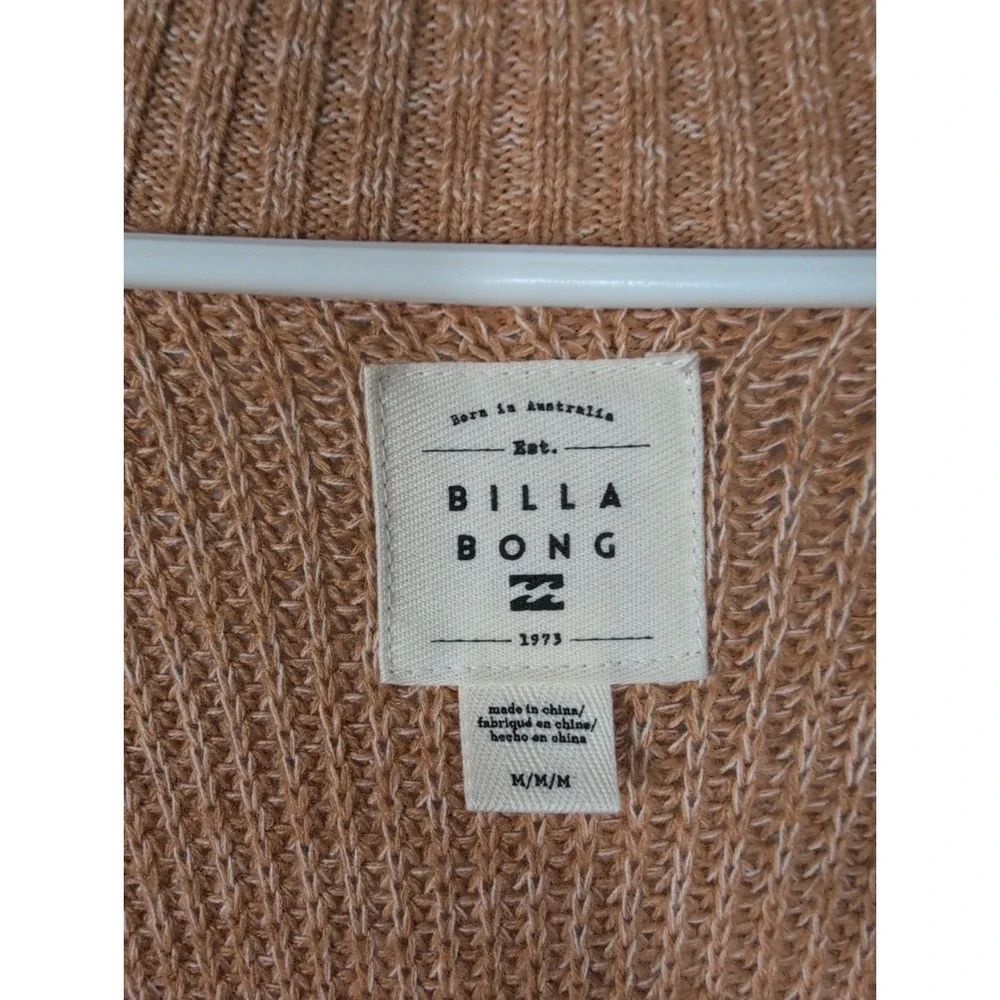 Billabong Sweet Bliss Surplice Sweater Size Medium Brown Open Knit V-Neck